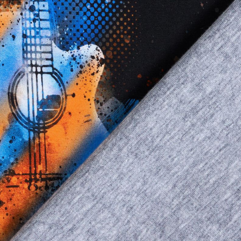 Dżersej bawełniany Panel gitara | Glitzerpüppi – czerń/pomarańcza, image number 4