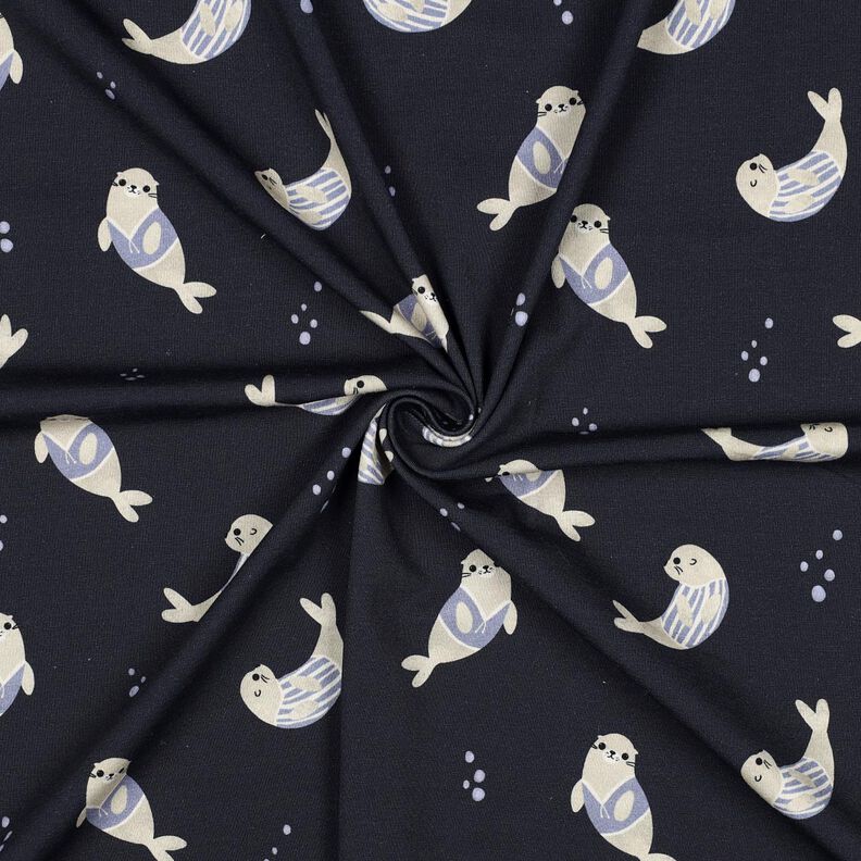 GOTS Dżersej bawełniany foki nadruk cyfrowy | Poppy Fabrics – ciemnogranatowy/zawilec,  image number 3
