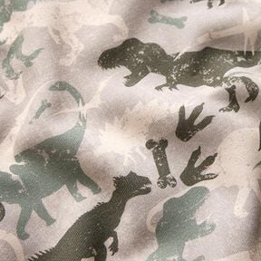 Dzianina dresowa drapana zakamuflowane dinozaury Melanż – jasny kreci/zieleń trzcinowa, 