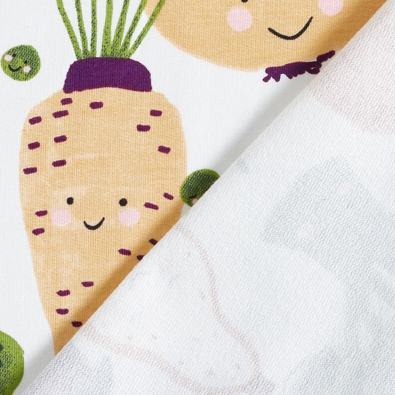 Dzianina dresowa pętelkowa French Terry wesołe warzywa &ndash; kość słoniowa,  image number 4