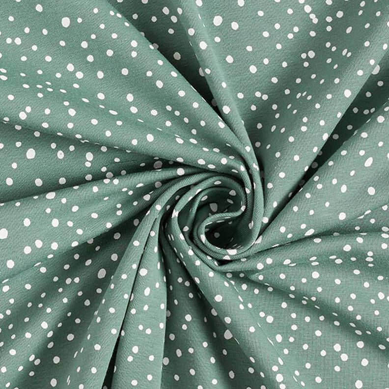Dżersej bawełniany w nieregularne kropki – zieleń trzcinowa,  image number 3