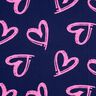Dzianina dresowa pętelkowa French Terry o wyglądzie dżinsu w neonowe serca – ciemnogranatowy/neonowy,  thumbnail number 1