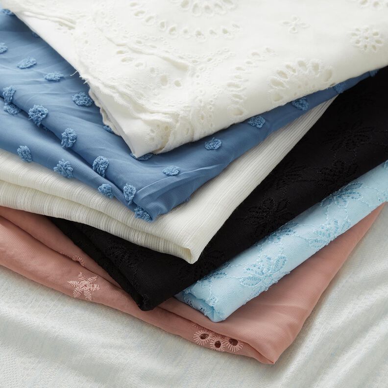 Lekka tkanina na bluzki w prześwitujące paski – biel,  image number 5