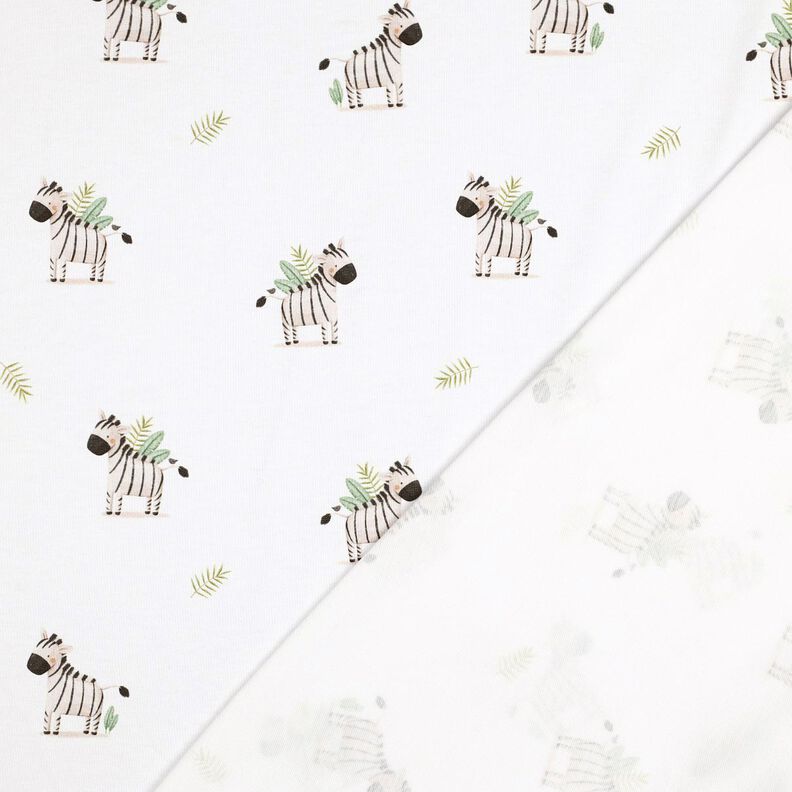 GOTS Dżersej bawełniany zebry na stepie nadruk cyfrowy | Poppy Fabrics – biel/czerń,  image number 3