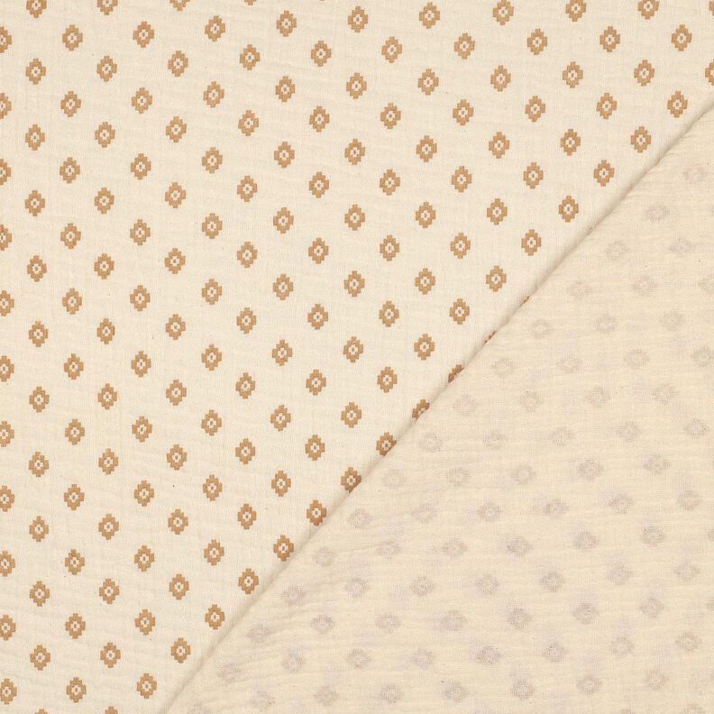 GOTS Muślin / Tkanina double crinkle wzór w romby boho  | Poppy Fabrics – krem/cynamon,  image number 4
