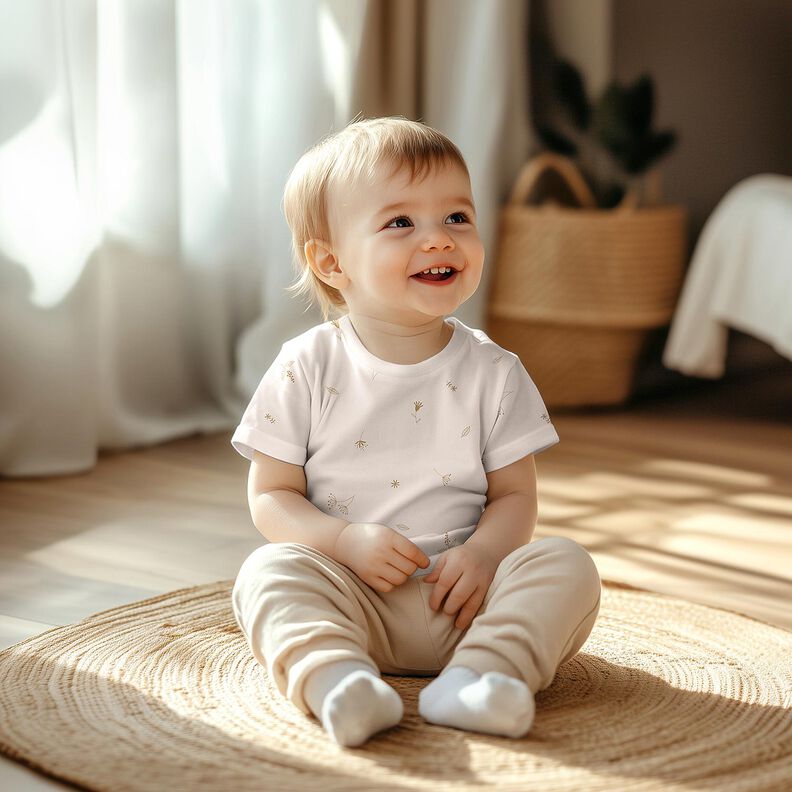 GOTS Dżersej bawełniany gałęzie i rośliny | Poppy Fabrics – krem/brąz sarni,  image number 5