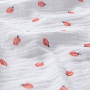 Muślin / Tkanina double crinkle Biedronka nadruk cyfrowy | Poppy Fabrics – biel, 
