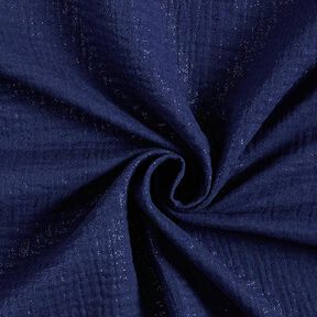 Muślin / Tkanina double crinkle drobne błyszczące kropki| by Poppy – granat, 