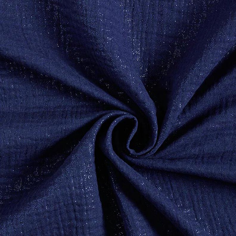 Muślin / Tkanina double crinkle drobne błyszczące kropki| by Poppy – granat,  image number 1