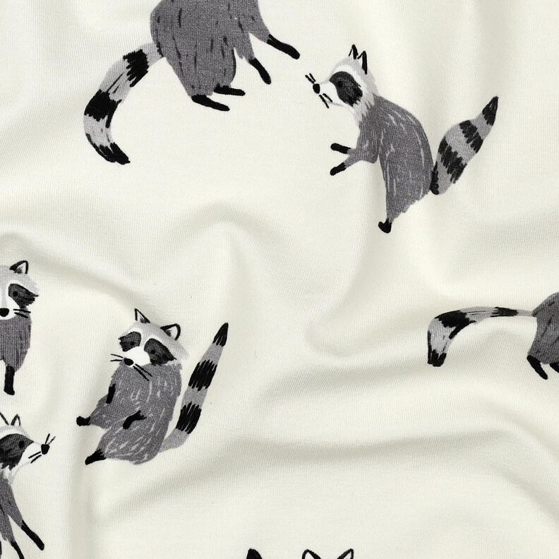 Dżersej bawełniany szopy pracze nadruk cyfrowy | Poppy Fabrics – mleczna biel,  image number 2