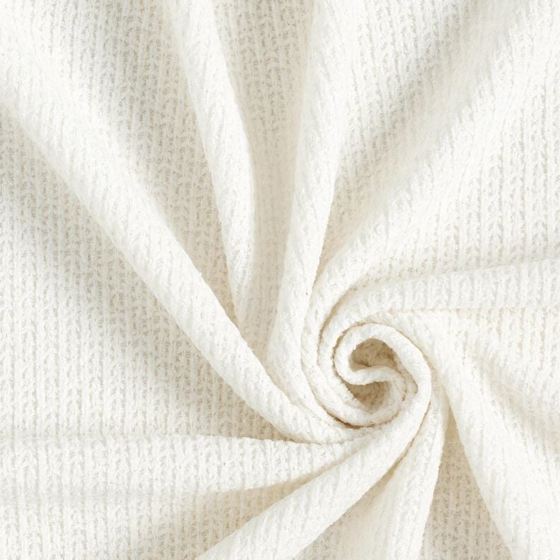 Szenila Dzianina żakardowa połysk – kość słoniowa/srebrny metaliczny,  image number 1