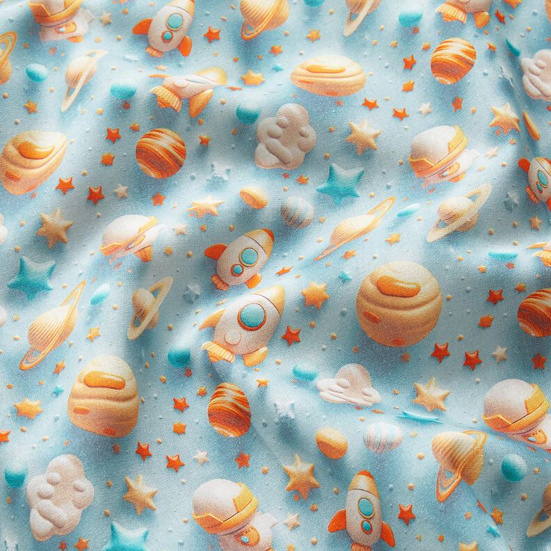 Popelina bawełniana wszechświat nadruk cyfrowy – jasnoniebieski,  image number 2