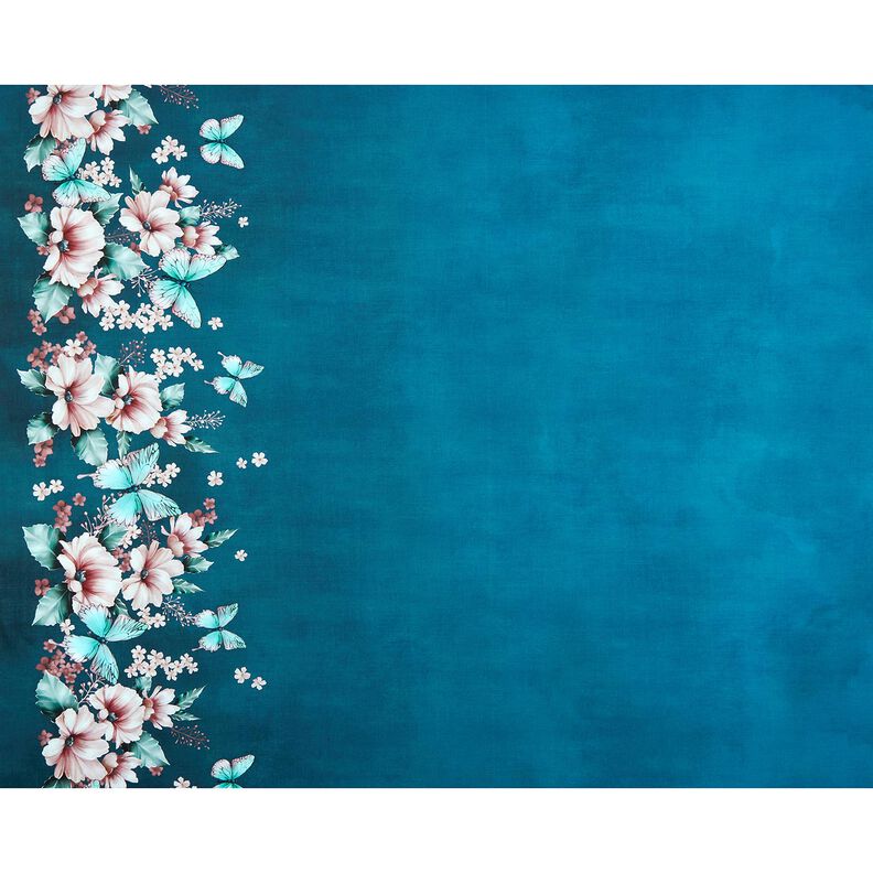 Dżersej bawełniany motyle na łące | Glitzerpüppi  – jasny petrol/różowy,  image number 5