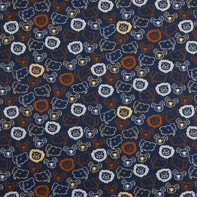 Popelina bawełniana Zwierzęce buzie | Poppy Fabrics – szary błękit, 