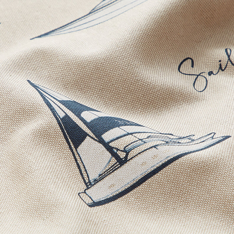 Tkanina dekoracyjna half panama „Yacht Club” – naturalny/czerwień,  image number 2