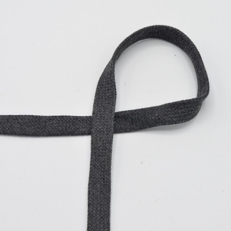 płaski sznurek Bluza z kapturem Bawełna Melanż [15 mm] – antracyt,  image number 1