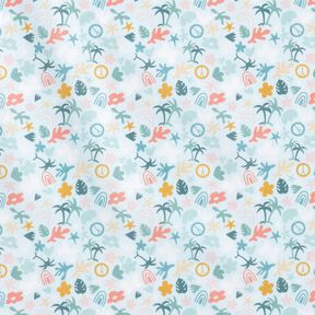 Popelina z bawełny organicznej palmowy świat – błękit/jasny miętowy, 