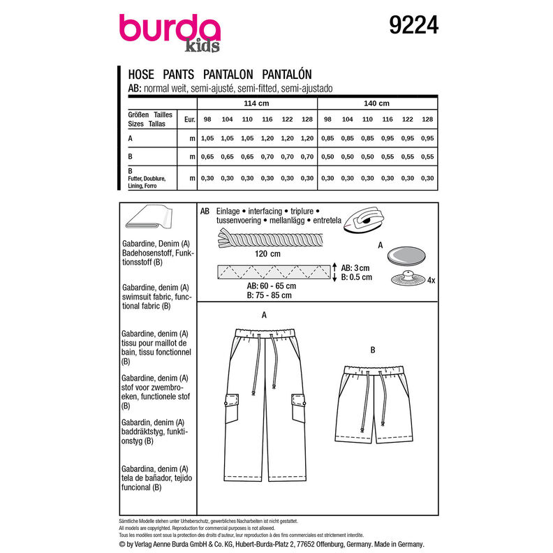 Spodnie | Burda 9224 | 98-128,  image number 9
