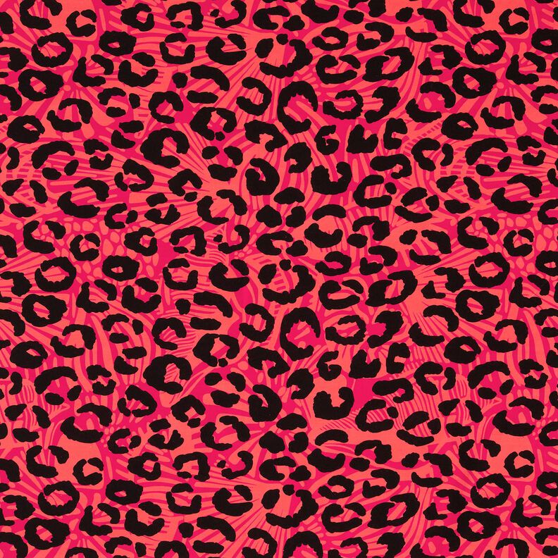 Dzianina dresowa pętelkowa French Terry panterka i kwiaty – pink/pomarańcza,  image number 1