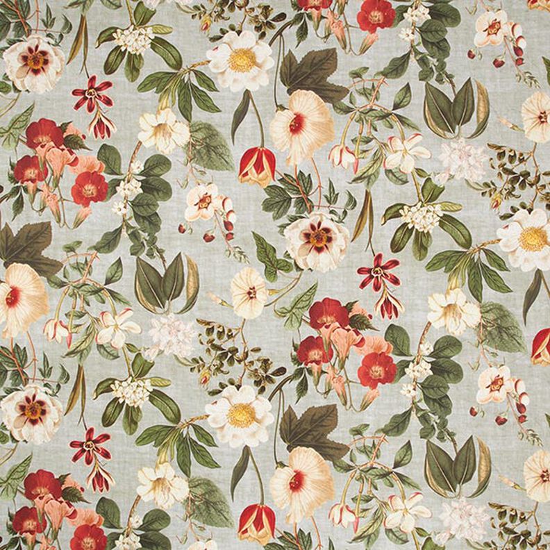 Tkanina dekoracyjna płótno nostalgiczne kwiaty – zieleń trzcinowa,  image number 1