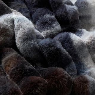 Batik ze sztucznego futra o strukturze prążków – jasnoszary/błękit, 