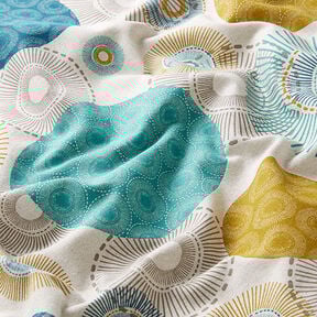 Tkanina dekoracyjna half panama Koła – błękit, 