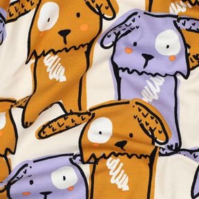 Dżersej bawełniany psy z klapniętymi uszami | Poppy Fabrics – mleczna biel, 