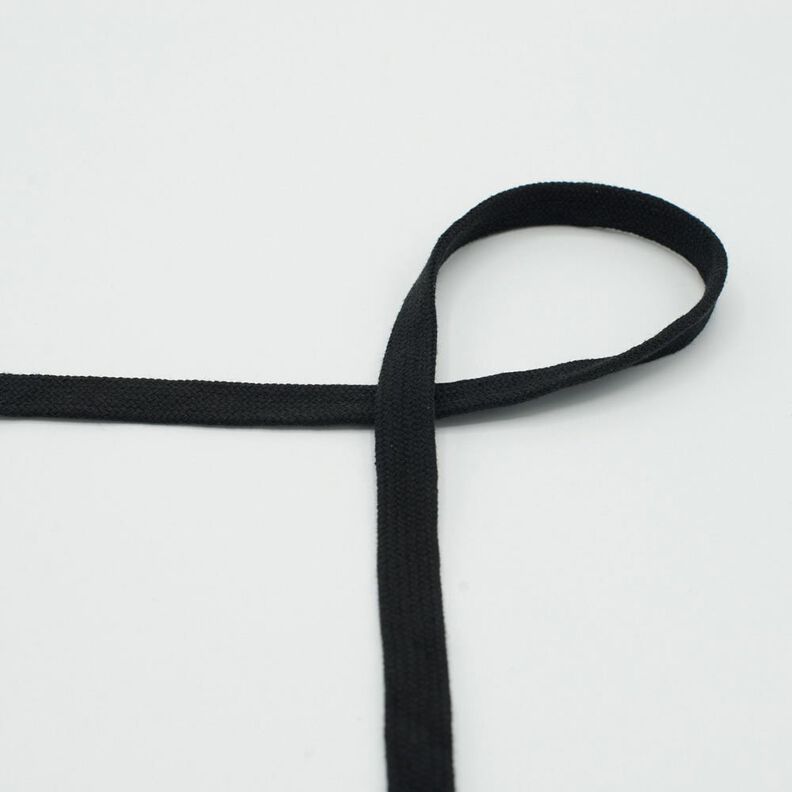 płaski sznurek Bluza z kapturem Bawełna [15 mm] – czerń,  image number 1