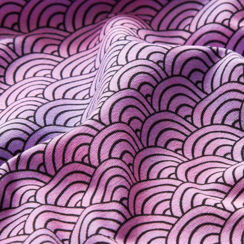 Dżersej bawełniany mangowa tęcza nadruk cyfrowy | by Poppy – pastelowy fiolet,  image number 2