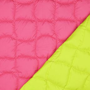 Tkanina pikowana faliste kwadraty – neonowy pink/neonowa zieleń, 