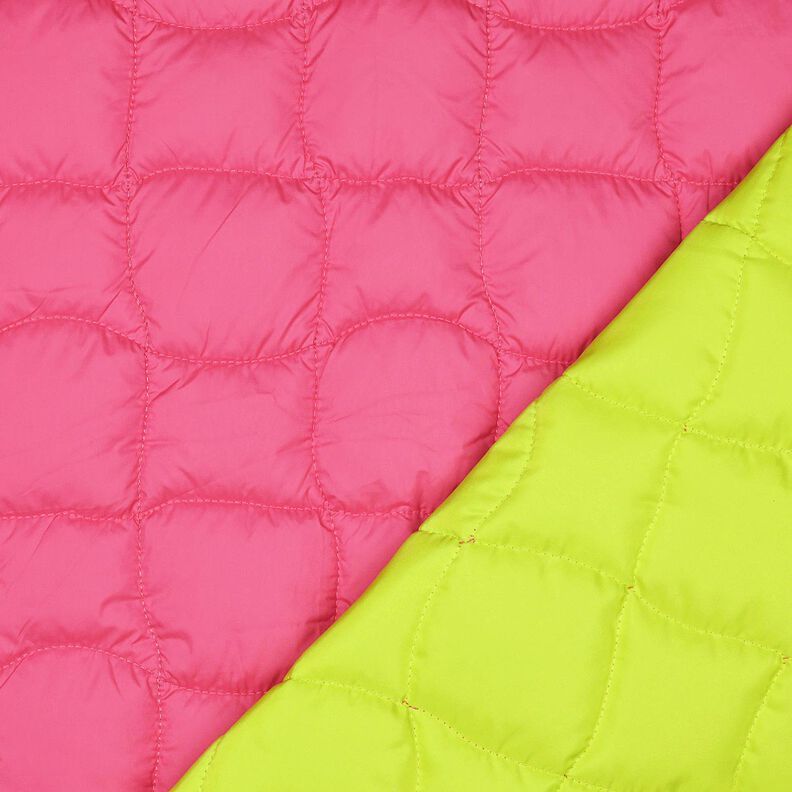 Tkanina pikowana faliste kwadraty – neonowy pink/neonowa zieleń, image number 1