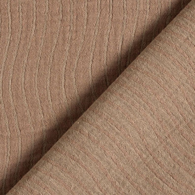 Mieszanka lnu i bawełny Żakard wzór w fale – średni brąz,  image number 1