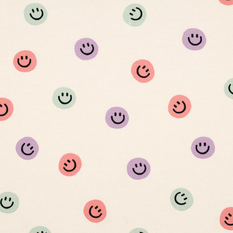 Flanela bawełniana emotikony | Poppy Fabrics – kość słoniowa/stary róż, image number 1