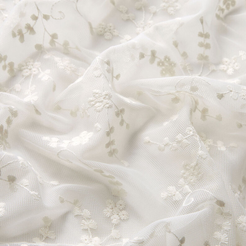 Koronka tiulowa w kwiatki – biel,  image number 2