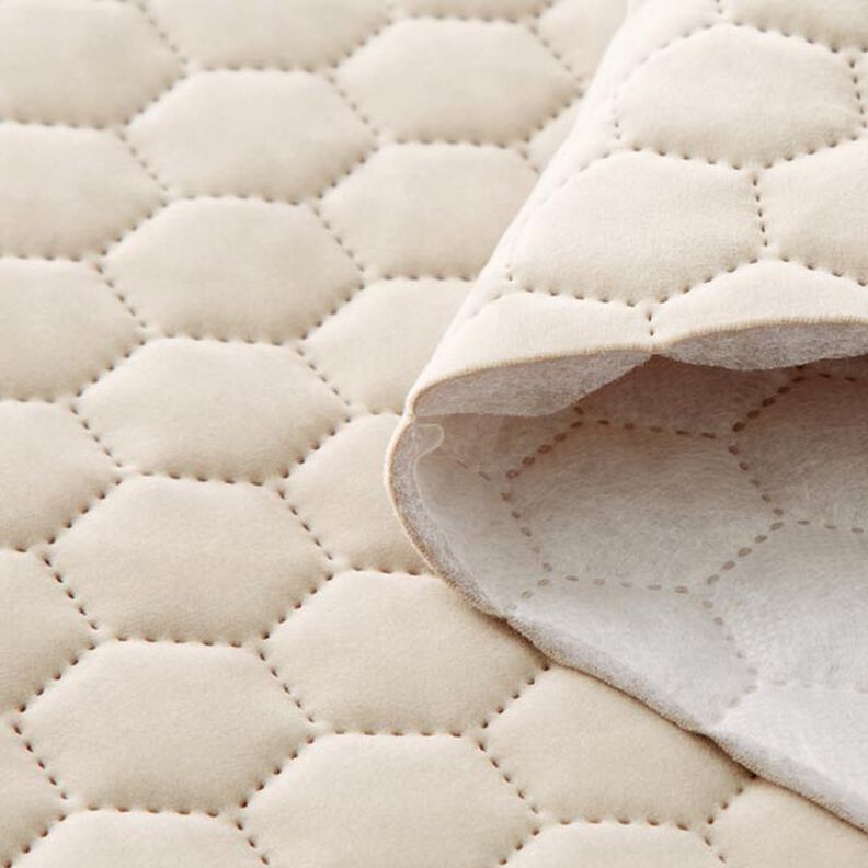 Tkanina tapicerska pikowany aksamit plaster miodu – piasek,  image number 3