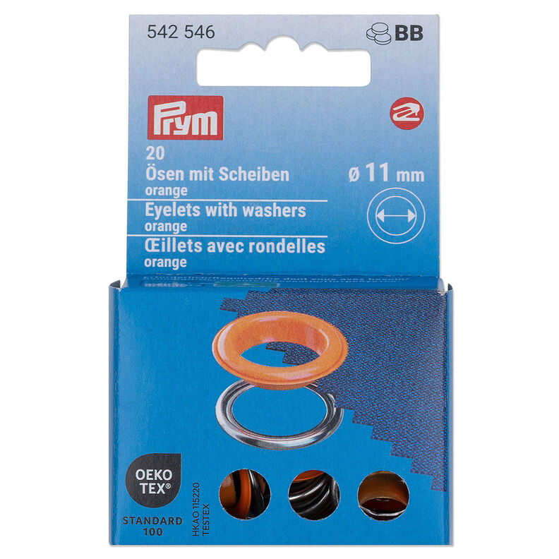 Oczka z podkładkami [20 sztuk | Ø 11 mm] | Prym – pomarańcza/srebrny metaliczny,  image number 1