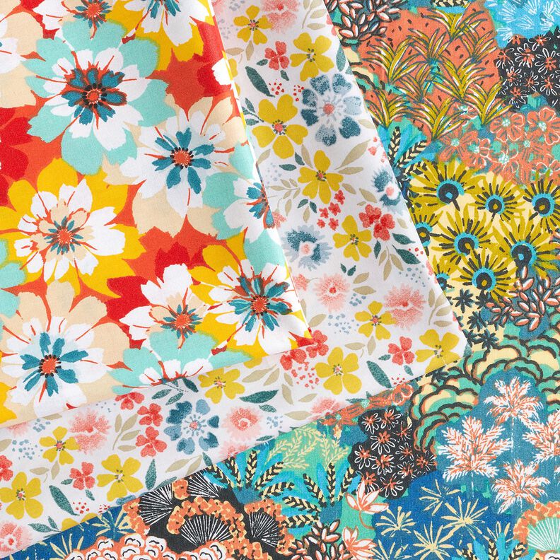 Bawełna powlekana wiosenne kwiaty – miętowy/terakota,  image number 6