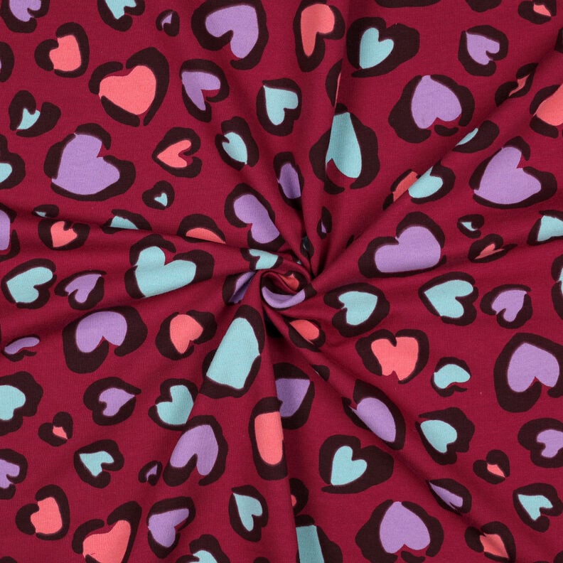 Dzianina dresowa drapana kolorowe serca | Poppy Fabrics – malinowy,  image number 3