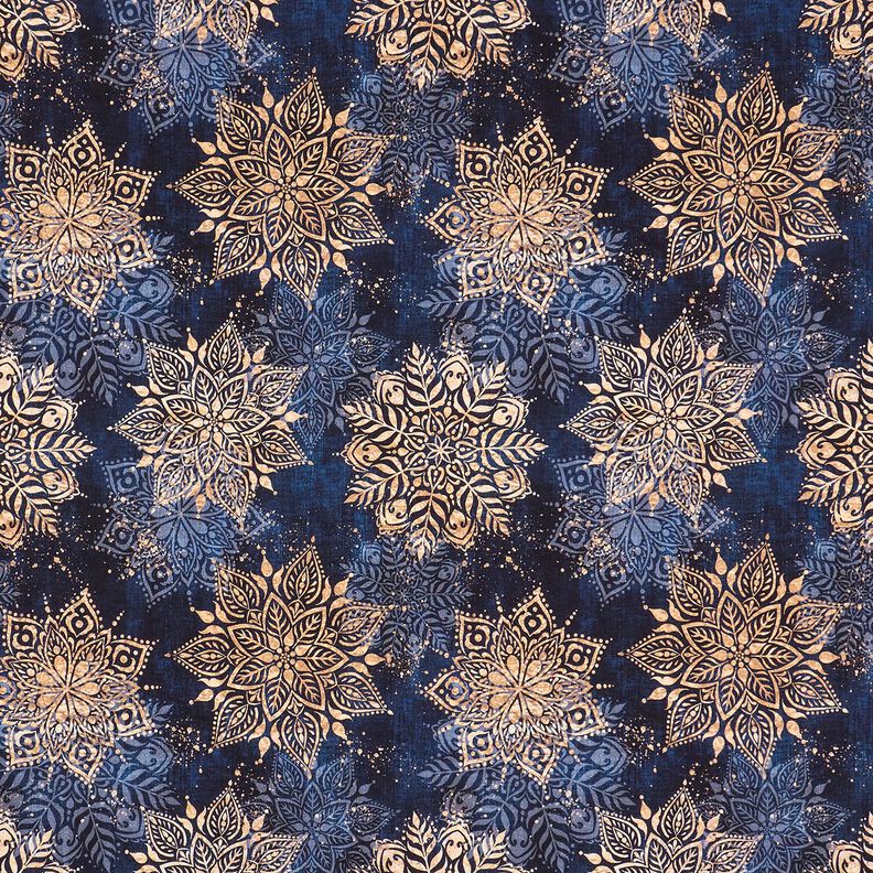 Dzianina dresowa pętelkowa French Terry mandala | Glitzerpüppi – granat/brzoskwinia, image number 1