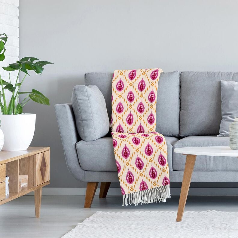 Tkanina pikowana Muślin kwiaty etniczne – mleczna biel/pink,  image number 5