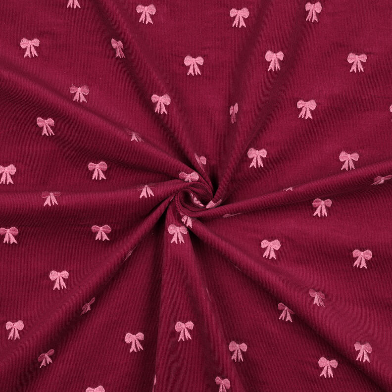 Sztruks cienki haftowane kokardy | Poppy Fabrics – czerwień karminowa, image number 3