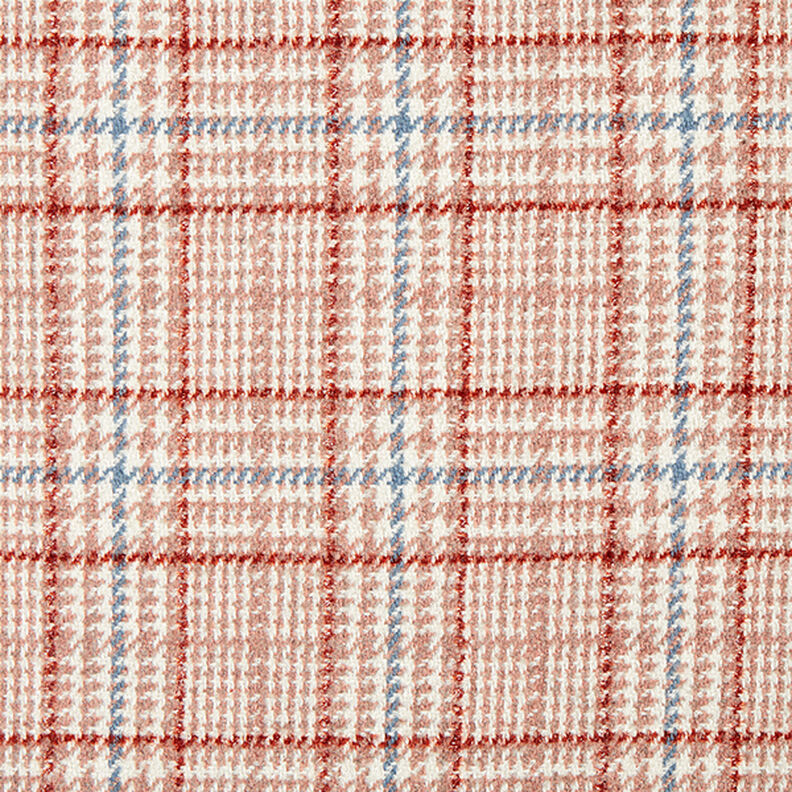 Materiał na płaszcze w kratkę i pepitkę – biel/stary róż,  image number 1