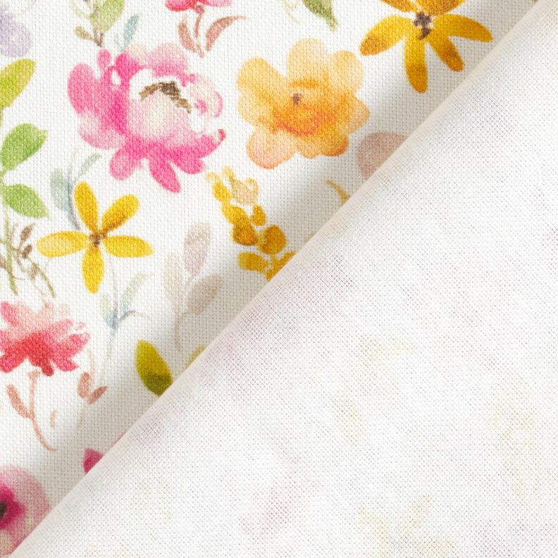 Tkanin dekoracyjna Half panama subtelne kwiaty – biel/pastelowy fiolet,  image number 4