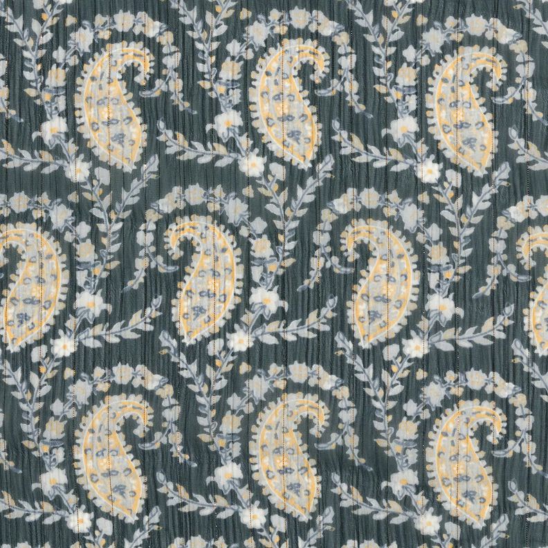 Krepa szyfonowa paisley i lureksowe paski – czerń/srebrny niebieski, image number 1
