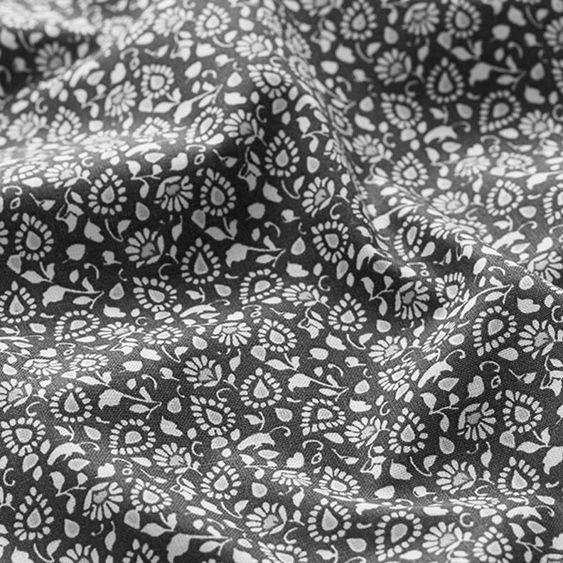 Tkanina bawełniana kreton Drobny wzór paisley – ciemnoszary,  image number 2