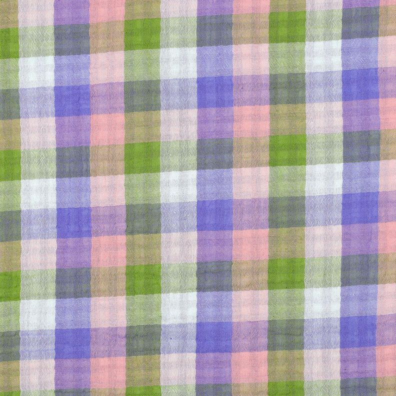 Muślin / Tkanina double crinkle kratka Materiał dwustronny | Poppy Fabrics – róż/lawendowy, image number 1