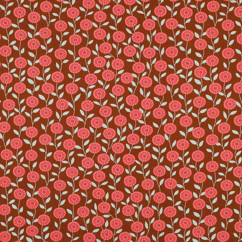 Popelina bawełniana letnie kwiatki | Poppy Fabrics – homar/brąz,  image number 1