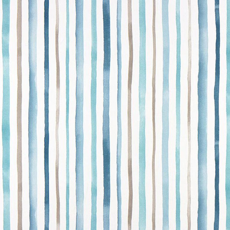 Tkanina dekoracyjna half panama w akwarelowe paski – biel/błękit,  image number 1
