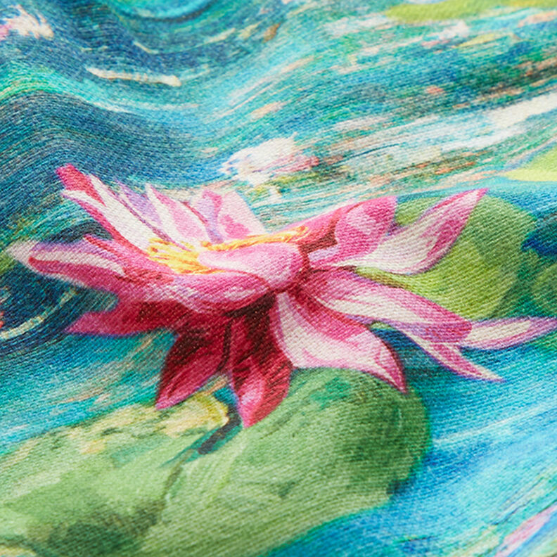 Tkanina dekoracyjna z nadrukiem cyfrowym, Monet – turkus, image number 2