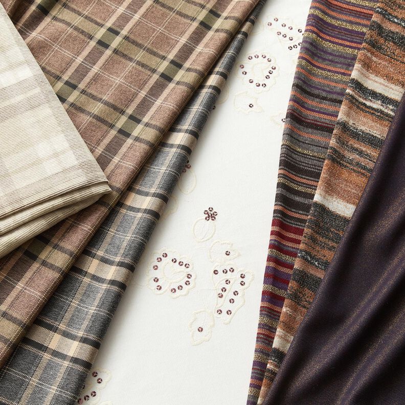 Dżersej Brokat w rozmazane paski – brąz/czerń,  image number 6